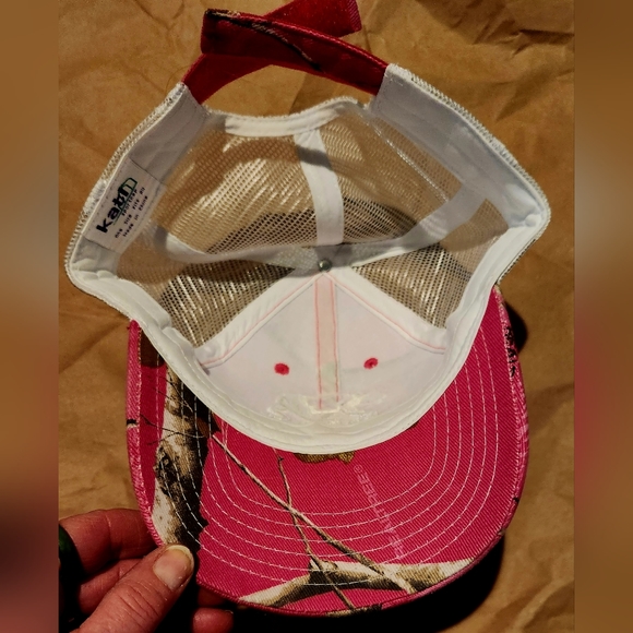 Santa Cruz Mountains Pink Camo cap, trucker style vented mesh back, velcro OS. - Picture 6 of 10